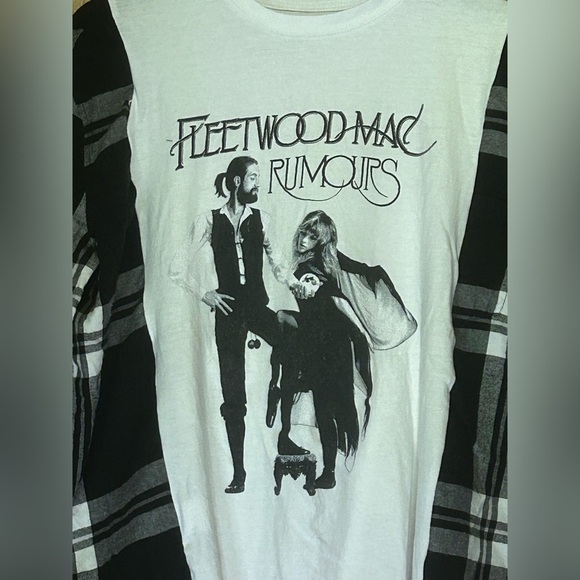 NWT Upcycled Fleetwood Mac Flannel Tee size S-M - Picture 2 of 5